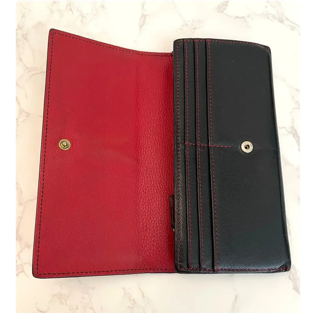 VINTAGE YVES SAINT LAURENT Continental Flap Wallet, Black Leather GUC - Picture 7 of 13